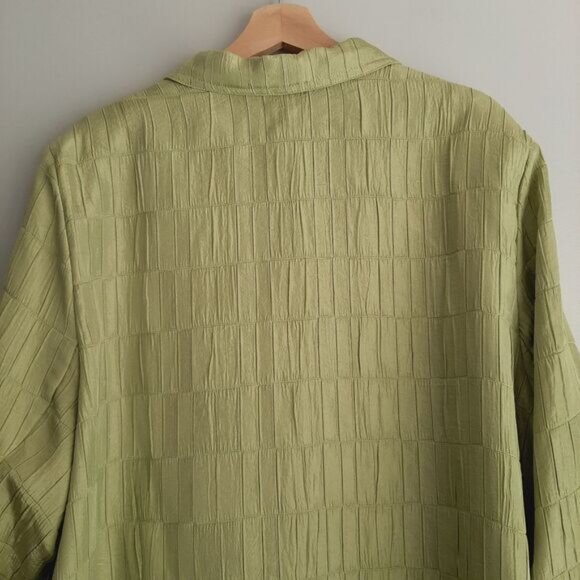 CARROLL REED Textured Crinkled Stitched Button Down Blazer Jacket Green Sz 22 W - Picture 8 of 12